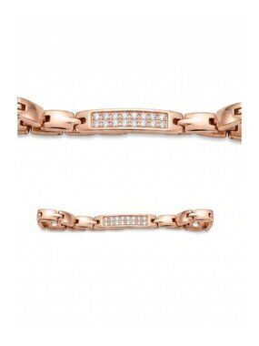NIP | Rose Gold Tone Crystal Inset Magnetic Therapy Bracelet